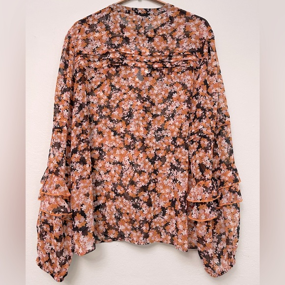 NWT Sanctuary Floral Pin Tuck Blouse sz XL - Picture 8 of 10